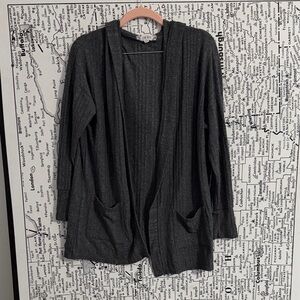 Women's Charcoal Gray Hooded Cardigan